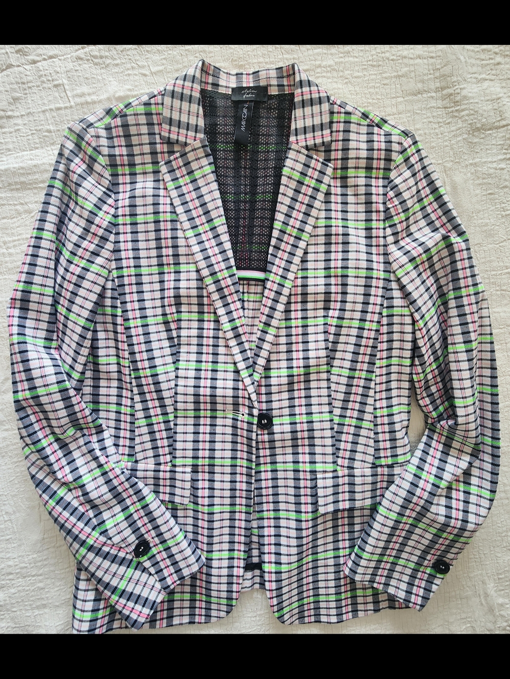 Marc Cain Checked Blazer in Pink, Black & Neon Green